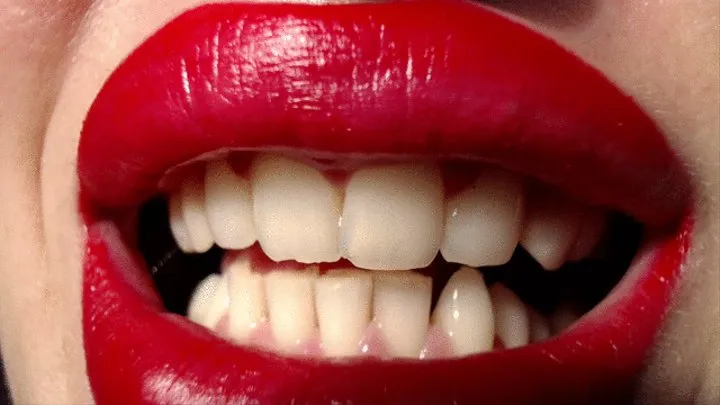 Red lips, ragged teeth