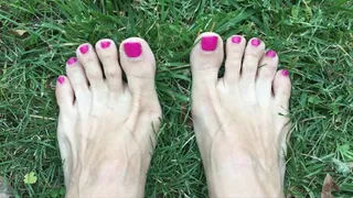 Big FEET caress green grass (POV)