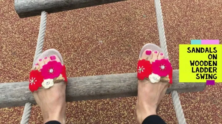 Pretty feet on rope ladder