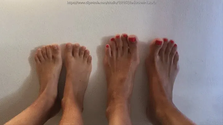 Asian feet against American feet