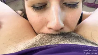 Lesbian Hairy Pussy Eating and Fingering