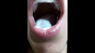 Mouth fetish with milk