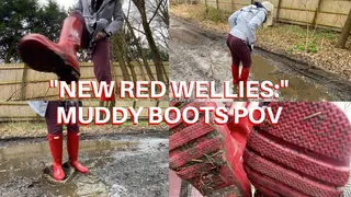 New Red Wellies - Muddy Boot Slave POV ( )