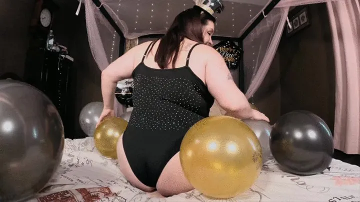 Sexy BBW Balloon Popping New Years