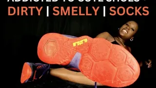 Dirty Smelly Socks JOI - A masturbation encouragement scene featuring: ebony female domination, humiliation, femdom POV, foot fetish, dirty socks, masturbation encouragement, Nike shoes