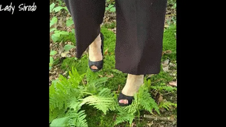 Crushing in the Forrest with black Peeptoes