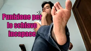 Punizione per schiavo incapace - tanti calci nelle palle e umiliazioni verbali