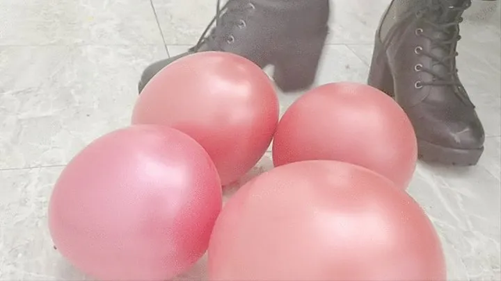 Red Balloons VS Boots with Thick Heel