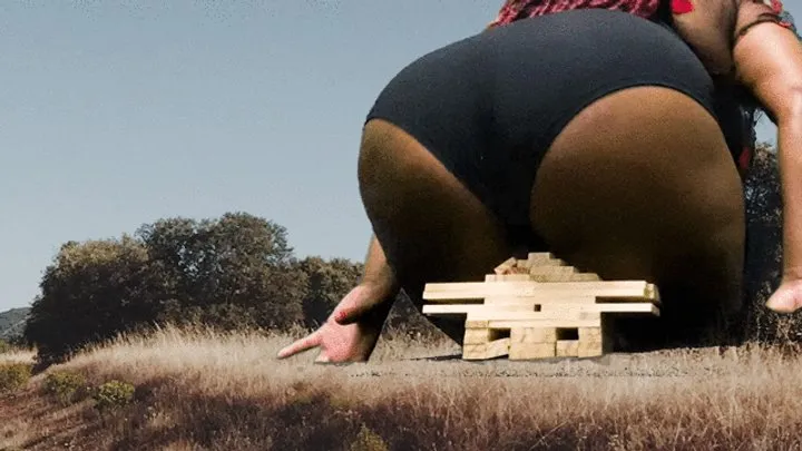 Giantess uses Fat ass to knock Down buildings