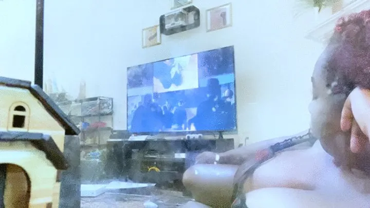 Tiny Human Watching TV with Giantess POV