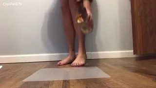 mae Barefoot soles playing in mushy vegetables