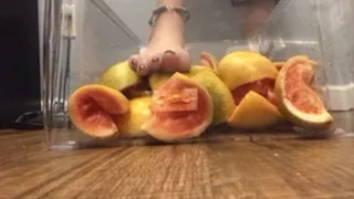 Crushing grapefruit with twinkletoes sweaty soles have a taste
