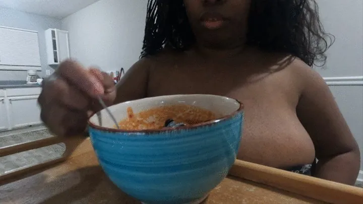 Giantess Enjoys Tiny Human City Soup for Lunch