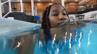 Teenie Swims in Pool with Giantess and Friends POV