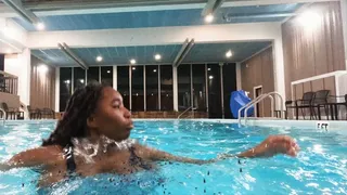 Teenies Swim with Giantess in Pool