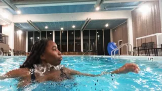 Tinies Swim with Giantess in Pool