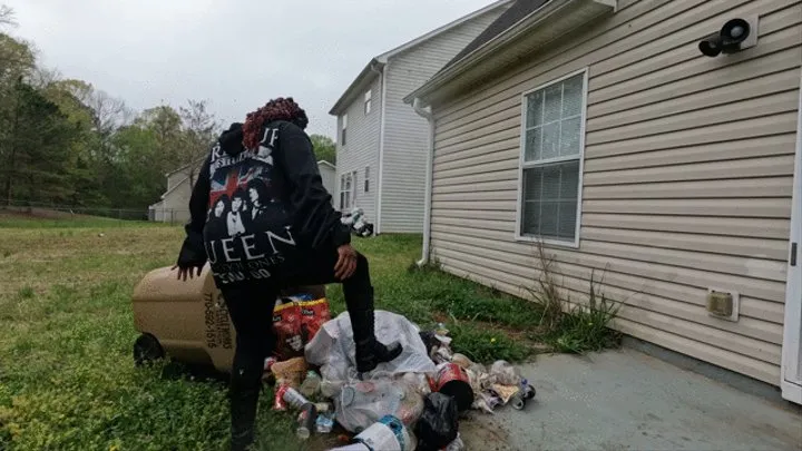 Goddess Stomping Disgusting Trash in Sexy Black Boots