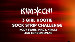 3 Girl Hogtie Sock Strip Challenge - Kody Evans, Macy Nikole and London Evans