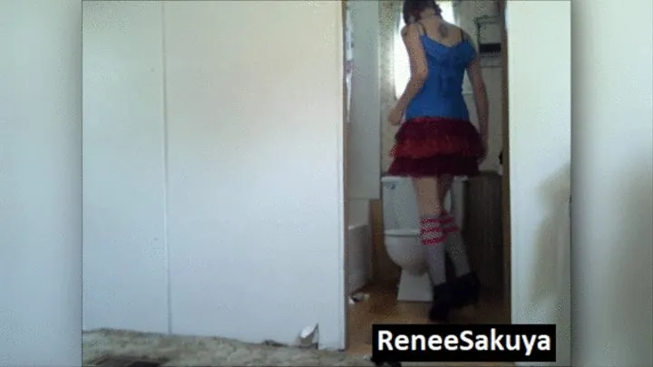 Voyeur video, watch Renee walk across the room in heels and go pee and come back