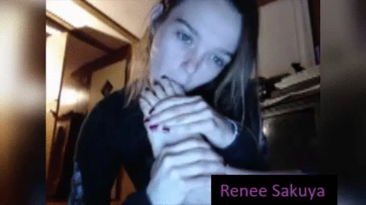 Black nail polish toe sucking