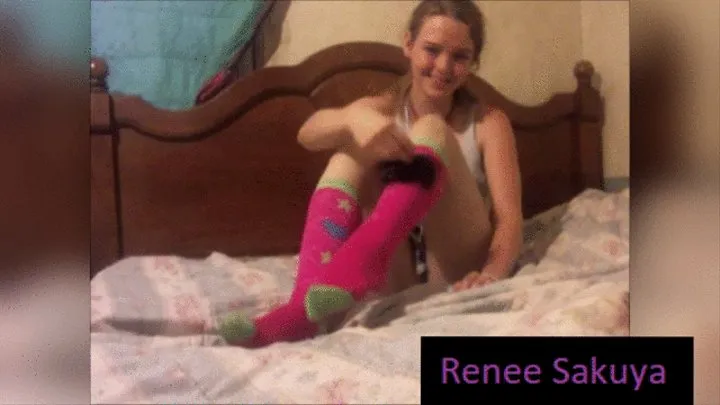 Feather tickling thew knee socks and toothbrush tickling threw knee socks - tickling videos