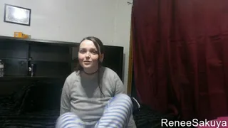 Renee humiliates small penised pathetic loser, makes him fuck feet and carpet