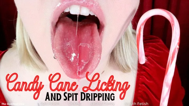 Candy Cane Licking and Spit Dripping - - The Goddess Clue, Messy Candy Cane Licking, Sweet Tasting Saliva, Spit Dripping, Sensual Eating, Spit Fetish, Tongue Fetish, Mouth Fetish, Holiday Themed