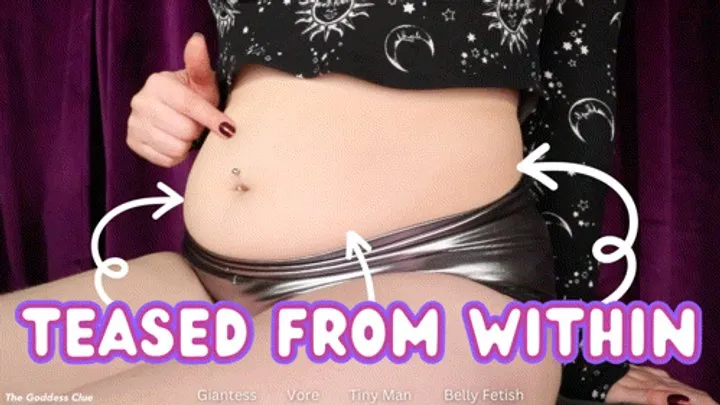 Teased From Within - - The Goddess Clue, Tinies are for Snacking, Giantess Vore, Tiny Man, Belly Tease, Bloated Belly Play