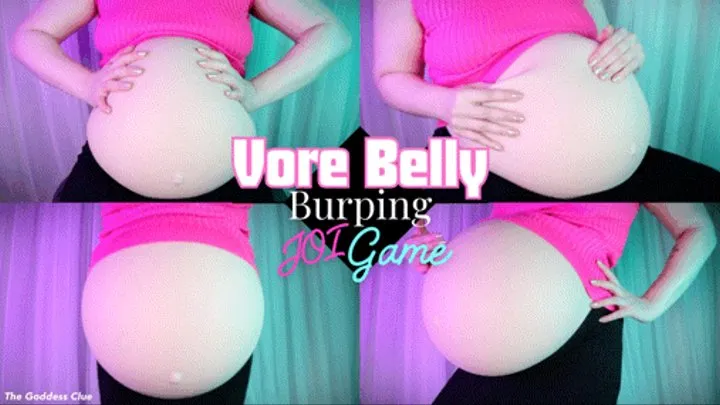 Vore Belly Burping JOI Game - - The Goddess Clue, Post-Vore, Digestion, LOUD Burps, Expanded Belly, Jerk Off Instruction and Jiggling Stomach