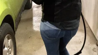 Scarlet Re-Wets Her Jeans and Boots at the Car Wash!