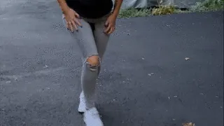 Scarlet Pees Her Tight Grey Jeans!