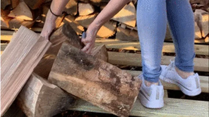 Scarlet Soaks Her Jeans While Stacking Firewood!