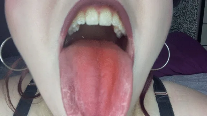 Red stained mouth vore tease