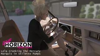 Lela Cranking the Mercury Marquis in Stiletto Pumps