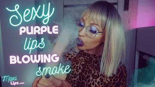 Sexy Purple Lips Blowing Smoke