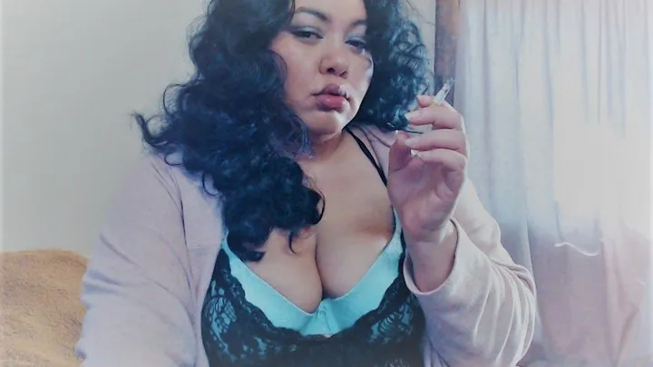 Ebony BBW Angeliqua Kasey Smokes While Making Herself Cum for You