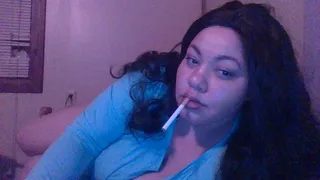 Ebony BBW Smoking and Ignoring You While Wearing Only a Scantily Clad Top