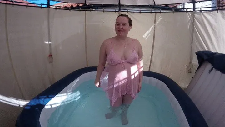 In the Tub in pink Lingerie