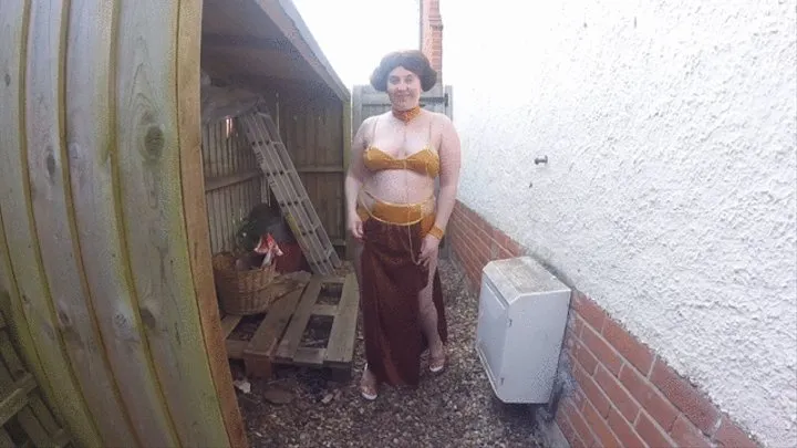 Princess Leia Slave Girl Cosplay in the Yard