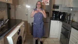 Wife Wearing Apron doing sexy striptease