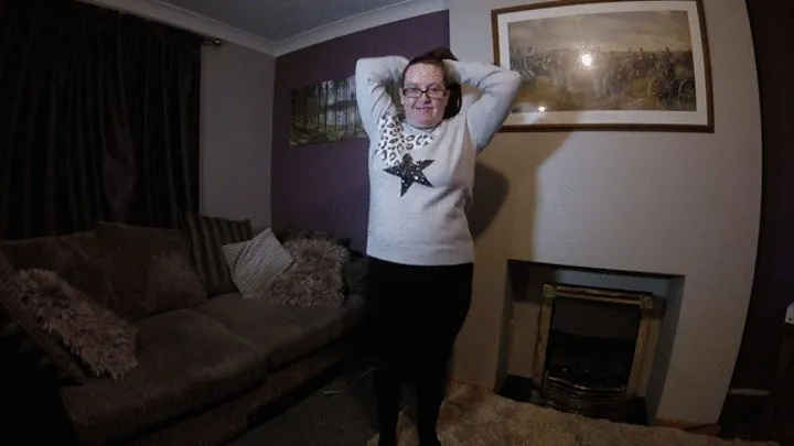 Dancing striptease in Sweater and Leggings