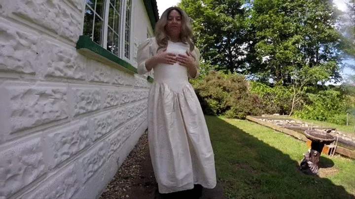 Wedding Dress and white stockings