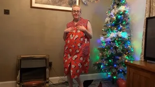 doing a sexy striptease and boob bouncing dance in Apron