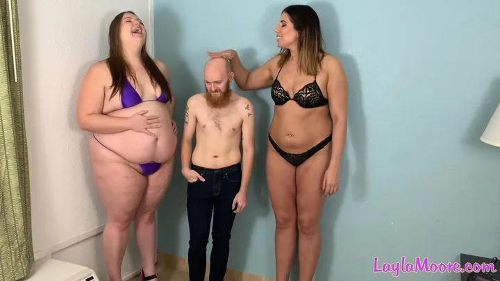 Height Humiliation For Little Larry with Layla Moore & Gia The Giant