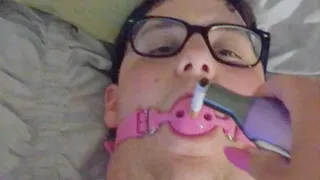 Smoking with Ball Gag