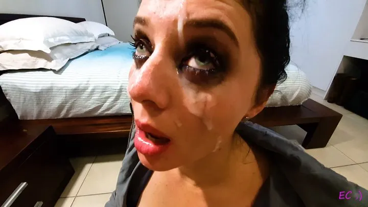 Deepthroat Blowjob Cum in Eyes