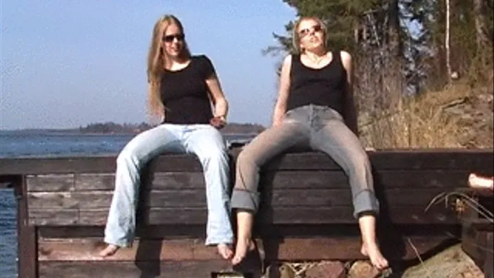 Two Gals Piss their Jeans by the Water