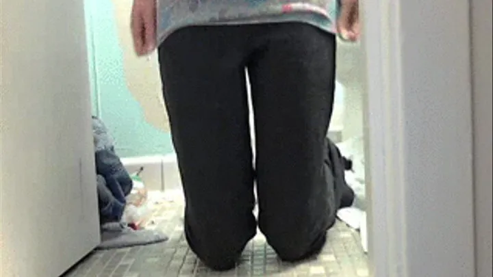 Pissed leggings in the bathroom