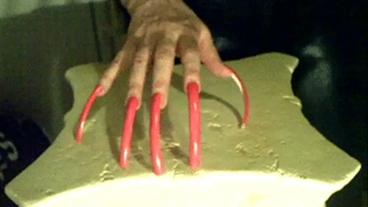 Scratching red nails on marble columm Figer Nail Fetish