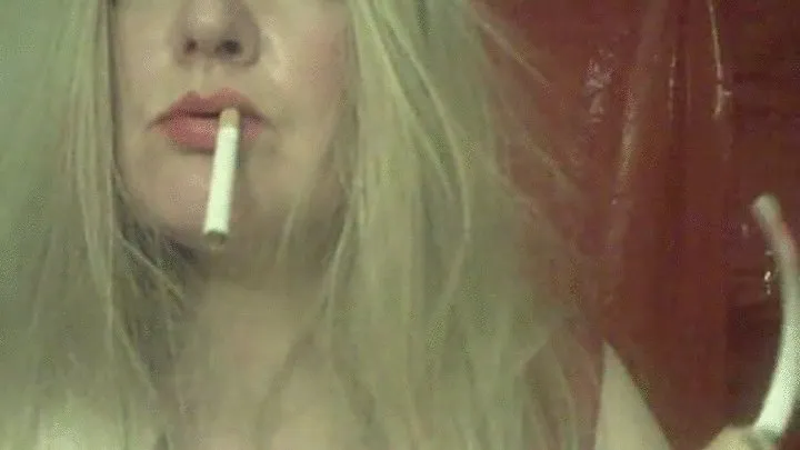 Lady smoking cigarette with Finger Nail Fetish